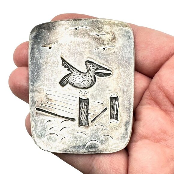 Vintage Hallmarked DM Bolo Pendant Sterling Silver Bird Sea Gull Design - Picture 7 of 8